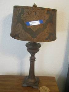 lot 15 image: 2 Matching Bedside Lamps with Shades 32 HT   X THE $$