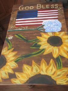 lot 98 image: Texas Flag and Sunflower Paintings on canvas beautiful art
