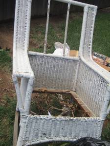 lot 118 image: white wicker chair needs seating repair