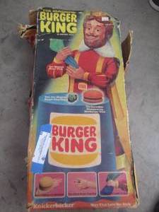 lot 8 image: THE MAGICAL BURGER KING Doll in original box-20 tall   box has damage but not the item