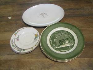 lot 135 image: lot of plates, one oval serving dish not a set mixed lot