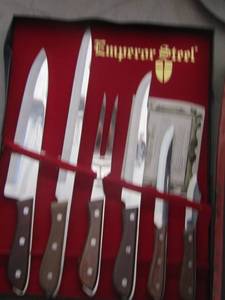 lot 158 image: EMPEROR STEEL  6 PC CHEFS CARVING SET   IN BOX  ...