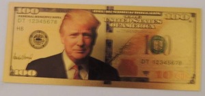 lot 23 image: TRUMP GOLD $100 BILL- NEW