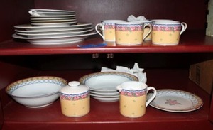 lot 70 image: Ultra Porcelain dish set by Sakura Trellis Rose