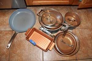 lot 89 image: Gotham Copper cooking pan set and muffin tin, plus frying pan