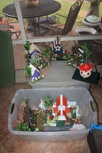 lot 142 image: Birdhouse sculptures (some parts may need reglued)