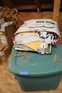 lot 190 image: Snow fabric, gift bags, wood shelves, and dog bed
