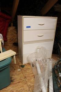 lot 191 image: White dresser with wallpaper in drawers, see photos