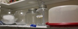 lot 42 image: Tupperware cake carrier and large glass containers