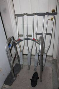 lot 343 image: Walker and crutches plus foot boot