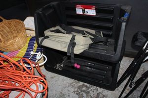 lot 283 image: Black stackable storage units and contents
