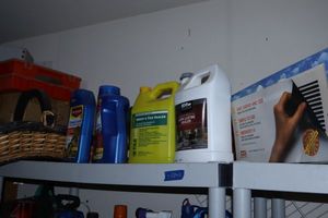 lot 261 image: Household items vent cover, Sealers, Garden sprays, and basket