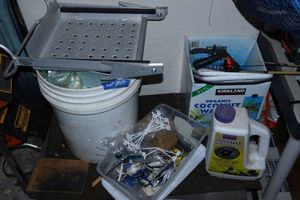 lot 268 image: Misc. household items painters tray, Mole repellent, and more