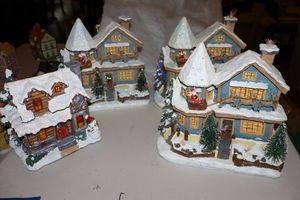 lot 110 image: Victorian style Christmas houses with fiberoptic lights