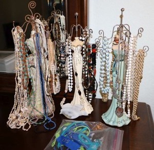lot 125 image: Jewelry necklaces with ladys dress jewelry holders