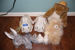 lot 245 image: Bunnies and teddy bears some bunnies look and feel like real fur, Alpaca bear, and Vermont Teddy Bear