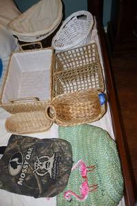 lot 246 image: Baskets and Flamingo straw bag