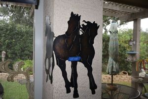 lot 145 image: Metal horse art - bends around corner