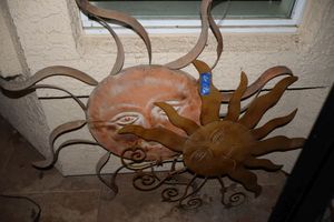 lot 136 image: Metal sun sculpture art