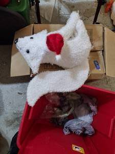 lot 333 image: Lighted yard animal - fox with Santa hat (needs a minor fix)