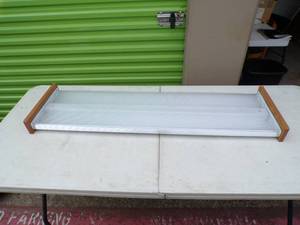 lot 12 image: 1 Troffer Light Fixture With Oak Ends, New in Box, No Lights, No Wiring, About 49 12 x 14 14
