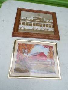 lot 36 image: 2 Coca Cola Framed Prints, Ruby Fall Coca Cola Barn About 8x10, 4th Street Diner Print About 8x12