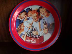lot 54 image: 1993 12 Round Coca Cola Girls Softball Team Serving Tray