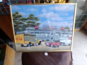 lot 56 image: Framed Coca Cola Diner Print  About 20x16