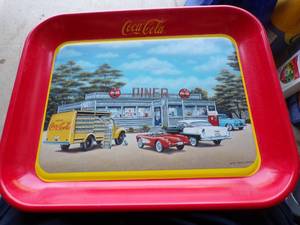 lot 68 image: 1994 Coca Cola  Sign of a Good Taste Diner Metal Serving Tray, About 13x10.5
