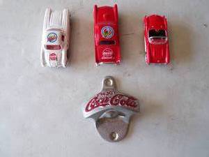 lot 76 image: 2- Coca Cola Die Cast Cars and 1- Bottle Opener