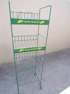 lot 43 image: Hoopers Hooch Green 4 Shelf Metal Display Rack, About 17x13x55