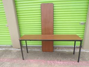 lot 136 image: 2- 6 x18 Heavy Duty Samsonite Tables With Locking Legs. 2 X Money