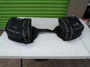 lot 143 image: Vintage Black Leather Saddle Bags