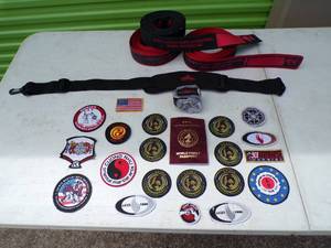 lot 155 image: Kempo Karate Family International (KKFI) Mixed Items, Including 3 Uniform Belts, 1 Bag Belt, 1- World Family Passport (unused)