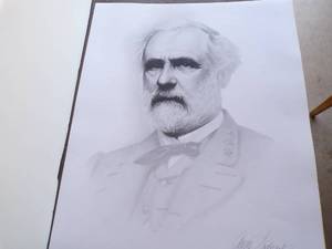 lot 176 image: 1997 Robert E. Lee Pencil Art Print by Gary Saderup, About 20x 24