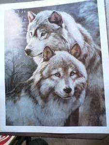 lot 180 image: 1995 Wolf Love Print by Clancy, About 18 x 22
