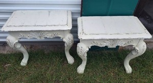 lot 100 image: two-hall 2-leg tables they mount to wall