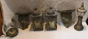 lot 30 image: 2 lantern candle holders and to wall shelfs and more see pics