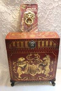 lot 32 image: vintage keepsake box lion crest baroque and a solid brass door knocker