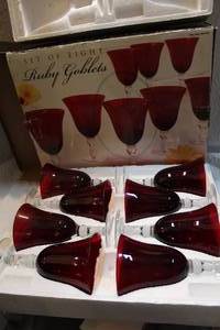 lot 34 image: set of 8 Ruby goblets