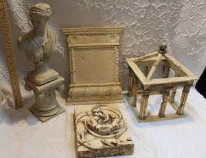 lot 45 image: Miniature Bust Statue Diana Versailles Greek Goddess Home Decor Art with stand  Floral Relief Wall Art has a small chip in top left corner see pic  and more see pics