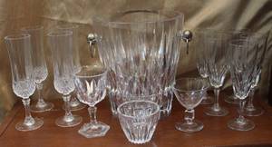 lot 2 image: Lead crystal ice bucket and mixed crystal glasses see pic.