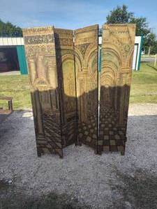 lot 128 image: 4-panel room divider one panel needs to be added back on