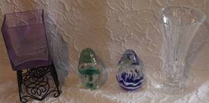 lot 77 image: Two - vintage egg shape paperweights and more see pictures