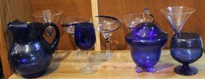lot 132 image: mixed lot of cobalt blue glass see pics