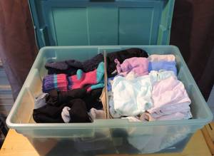 lot 313 image: Tote full of socks and undergarments