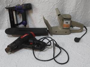lot 192 image: Electric hedge trimmer  and nail gun and more see pictures