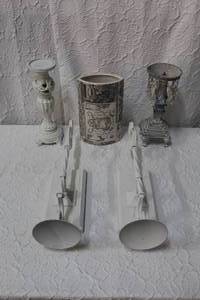 lot 225 image: Candle holders and wall mounted candle holders and a vase