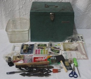 lot 239 image: Metal box dont have the keys with a mix of things see pictures