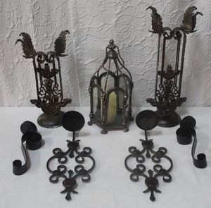 lot 246 image: Mix lot of metal decorative candle holders and more see photos